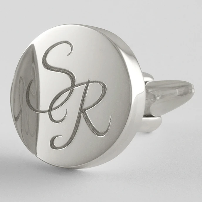 Boutons de manchette personnalisés avec monogramme en calligraphie, argent massif 925 ZAUNICK