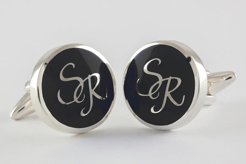 Monogramme rond Boutons de manchette